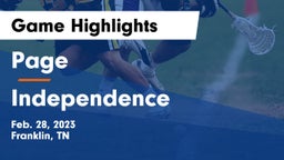 Page  vs Independence  Game Highlights - Feb. 28, 2023