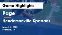 Page  vs Hendersonville Spartans Game Highlights - March 6, 2023