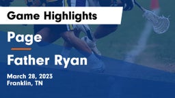 Page  vs Father Ryan Game Highlights - March 28, 2023