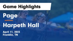 Page  vs Harpeth Hall  Game Highlights - April 11, 2023