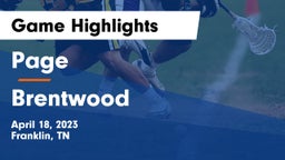 Page  vs Brentwood  Game Highlights - April 18, 2023