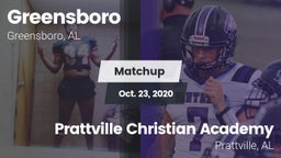 Matchup: Greensboro vs. Prattville Christian Academy  2020
