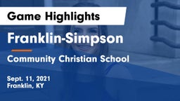 Franklin-Simpson  vs Community Christian School Game Highlights - Sept. 11, 2021