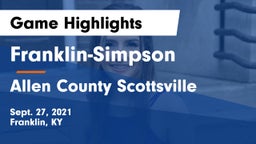 Franklin-Simpson  vs Allen County Scottsville  Game Highlights - Sept. 27, 2021