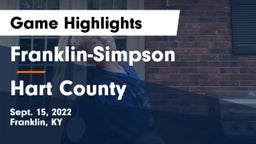 Franklin-Simpson  vs Hart County  Game Highlights - Sept. 15, 2022