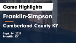 Franklin-Simpson  vs Cumberland County  KY Game Highlights - Sept. 26, 2022