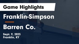 Franklin-Simpson  vs Barren Co. Game Highlights - Sept. 9, 2023