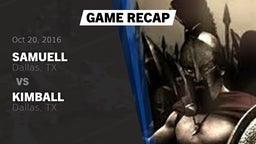 Recap: Samuell  vs. Kimball  2016