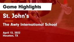 St. John's  vs The Awty International School Game Highlights - April 13, 2022