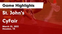 St. John's  vs CyFair Game Highlights - March 23, 2022