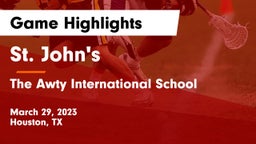 St. John's  vs The Awty International School Game Highlights - March 29, 2023