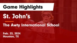 St. John's  vs The Awty International School Game Highlights - Feb. 23, 2024