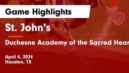 St. John's  vs Duchesne Academy of the Sacred Heart Game Highlights - April 4, 2024