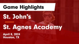 St. John's  vs St. Agnes Academy  Game Highlights - April 8, 2024