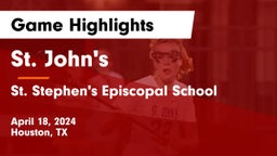 St. John's  vs St. Stephen's Episcopal School Game Highlights - April 18, 2024