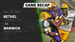Recap: Bethel  vs. Warwick  2016