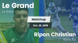 Matchup: Le Grand vs. Ripon Christian  2019