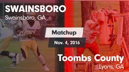 Matchup: Swainsboro vs. Toombs County  2016