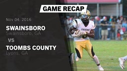 Recap: SWAINSBORO  vs. Toombs County  2016