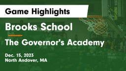 Brooks School vs The Governor's Academy Game Highlights - Dec. 15, 2023