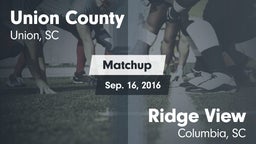 Matchup: Union County vs. Ridge View  2016