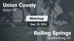 Matchup: Union County vs. Boiling Springs  2016