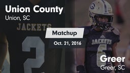 Matchup: Union County vs. Greer  2016