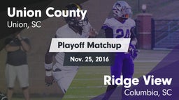 Matchup: Union County vs. Ridge View  2016