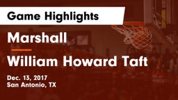 Marshall  vs William Howard Taft  Game Highlights - Dec. 13, 2017