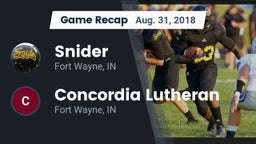 Recap: Snider  vs. Concordia Lutheran  2018