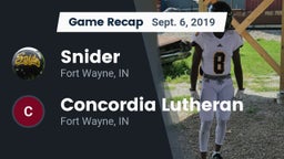 Recap: Snider  vs. Concordia Lutheran  2019