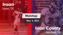 Matchup: Iraan vs. Irion County  2016