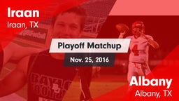 Matchup: Iraan vs. Albany  2016