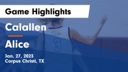 Calallen  vs Alice  Game Highlights - Jan. 27, 2023