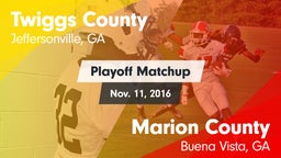 Matchup: Twiggs County vs. Marion County  2016