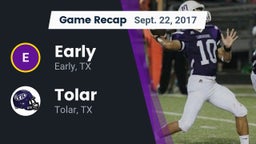 Recap: Early  vs. Tolar  2017