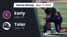 Recap: Early  vs. Tolar  2020