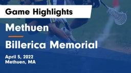 Methuen  vs Billerica Memorial  Game Highlights - April 5, 2022