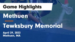 Methuen  vs Tewksbury Memorial Game Highlights - April 29, 2022