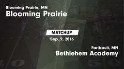 Matchup: Blooming Prairie vs. Bethlehem Academy  2016