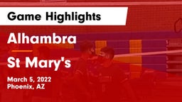 Alhambra  vs St Mary's Game Highlights - March 5, 2022