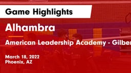 Alhambra  vs American Leadership Academy - Gilbert  Game Highlights - March 18, 2022