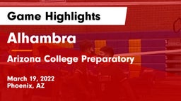 Alhambra  vs Arizona College Preparatory  Game Highlights - March 19, 2022