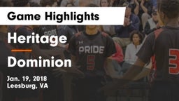 Heritage  vs Dominion  Game Highlights - Jan. 19, 2018