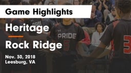 Heritage  vs Rock Ridge Game Highlights - Nov. 30, 2018