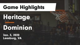 Heritage  vs Dominion  Game Highlights - Jan. 3, 2020
