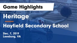 Heritage  vs Hayfield Secondary School Game Highlights - Dec. 7, 2019