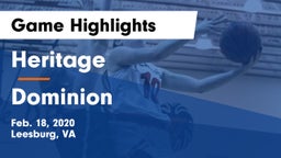Heritage  vs Dominion  Game Highlights - Feb. 18, 2020