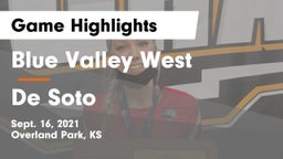 Blue Valley West  vs De Soto  Game Highlights - Sept. 16, 2021