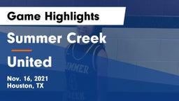 Summer Creek  vs United  Game Highlights - Nov. 16, 2021